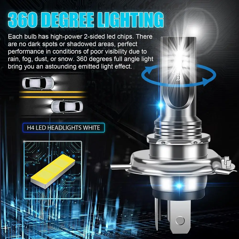 H4 (9003) High Output LED Bulbs 6000k Twin Pack
