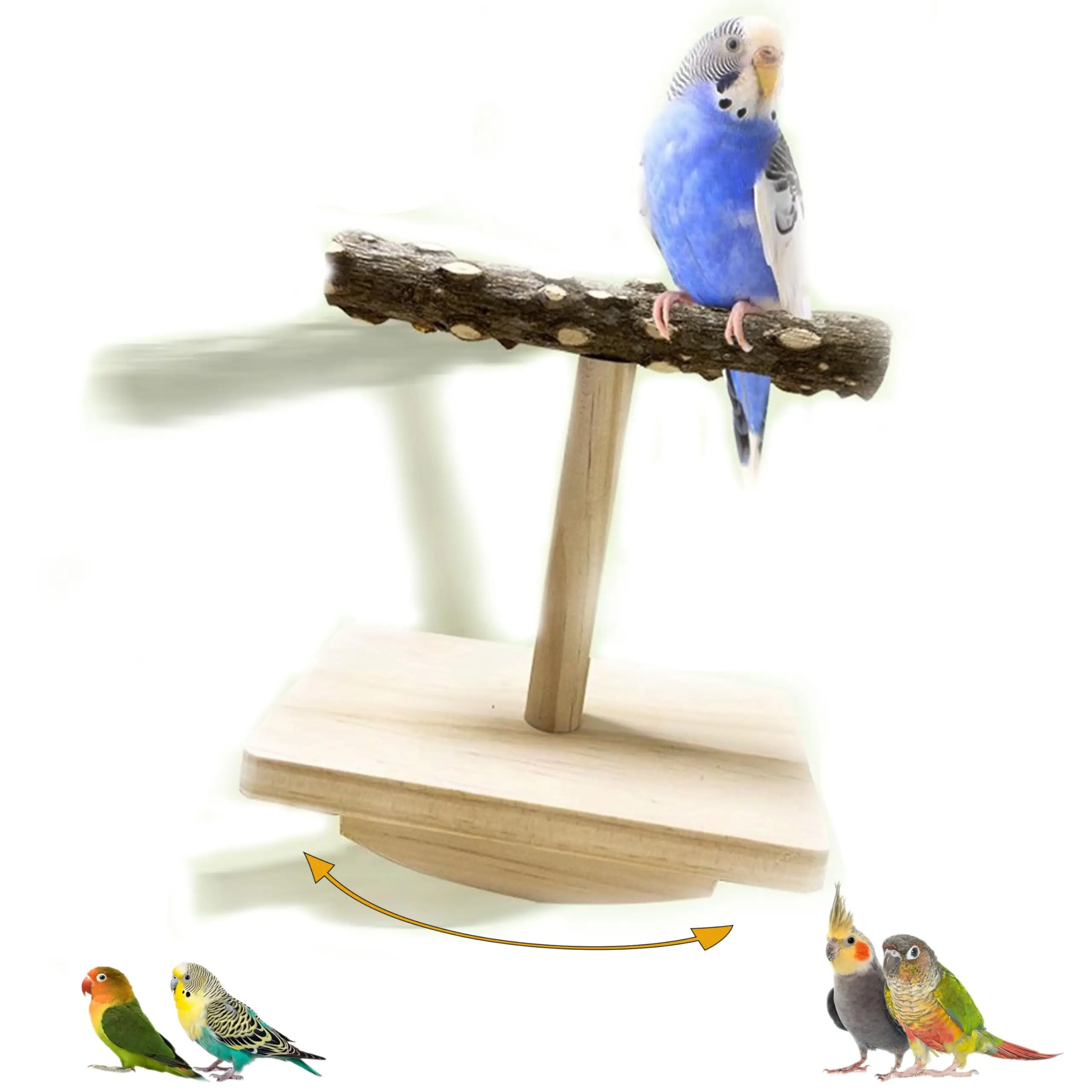 Natural Wooden Bird Training Frame Bird Educational Toys Parrot Perch Wooden Platform Playground Game Station Frame