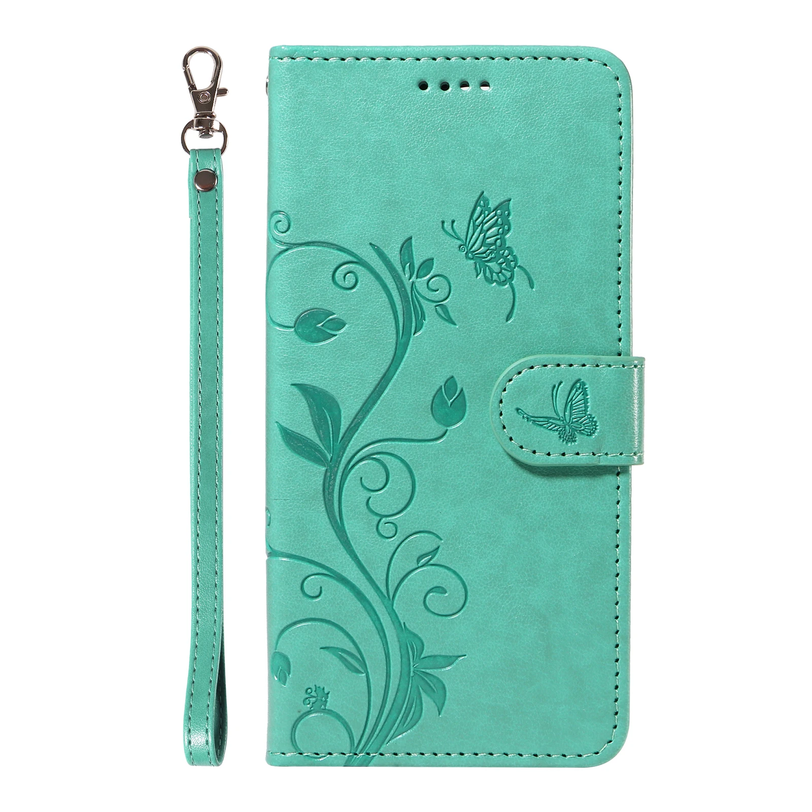 Embossed Flower Design Leather Wallet Flip Case with Card Holder