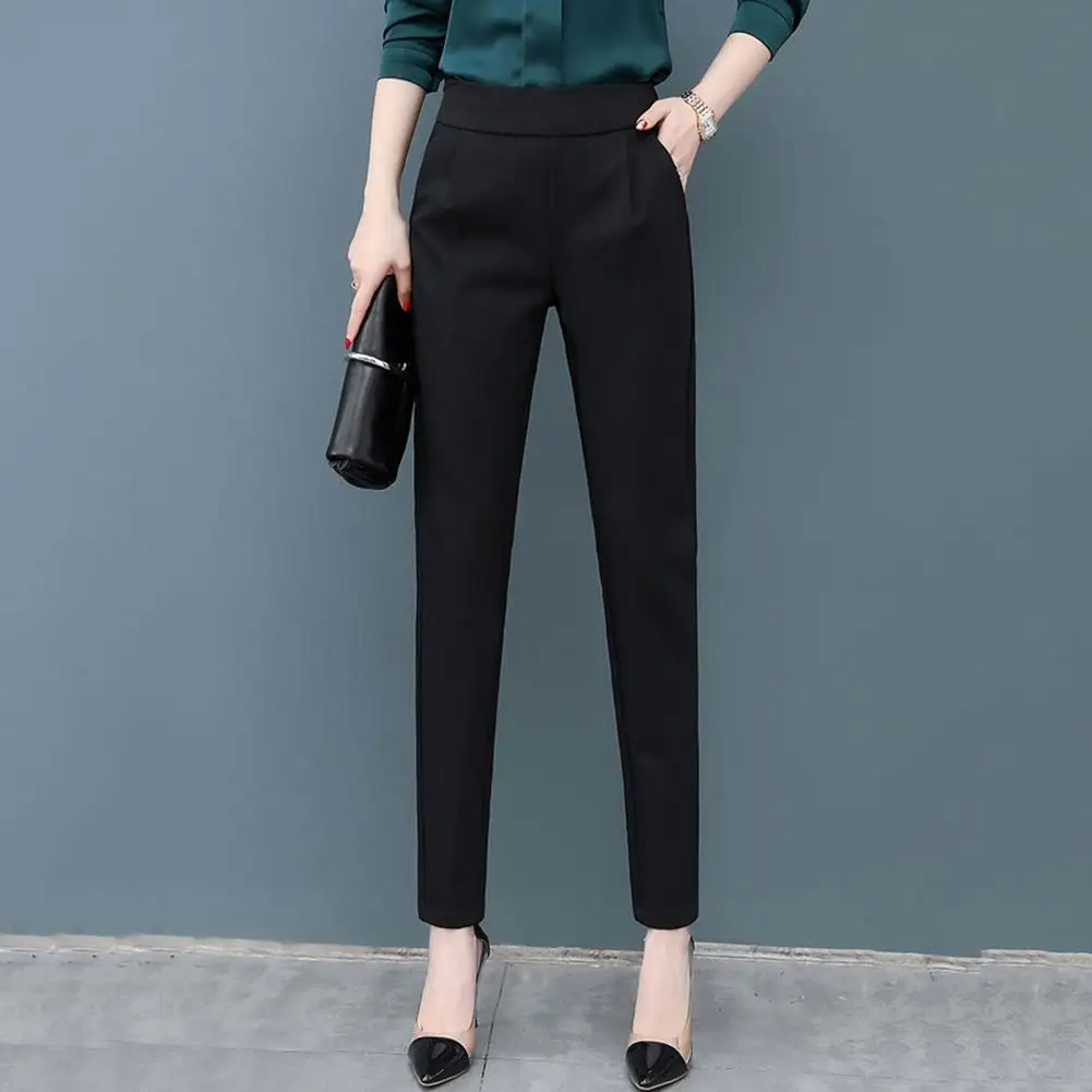 

Korean Woman Clothing Fashion Black Suit Pants Spring Autumn New Elastic High Waist Slim Casual Pencil Straight Trousers 2023