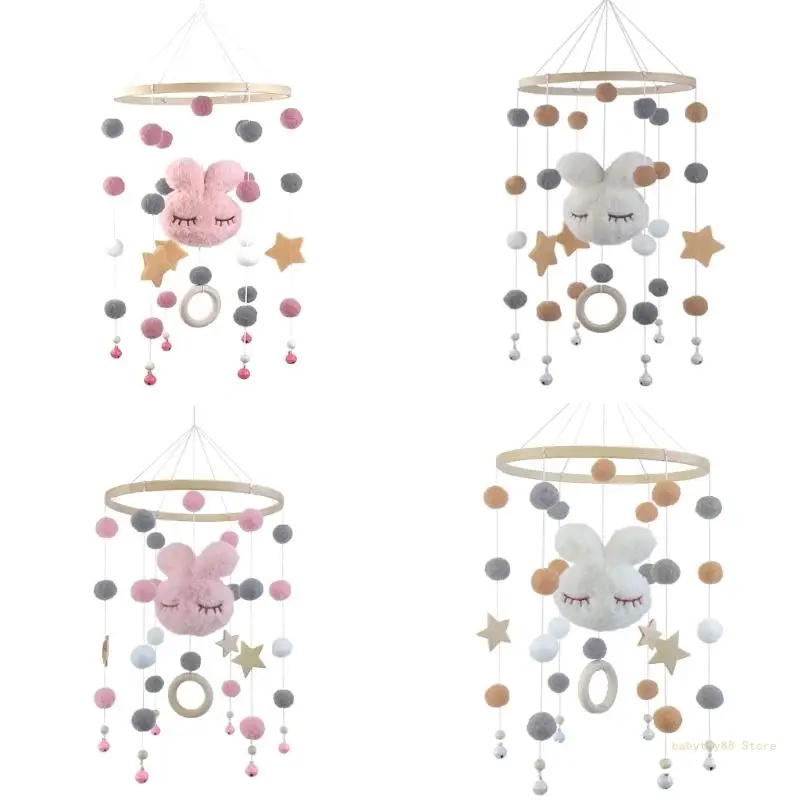 

Y4UD Bed Ornament Toy Wooden Hanging Rattle Crib Mobile Toy Baby Stroller Decoration