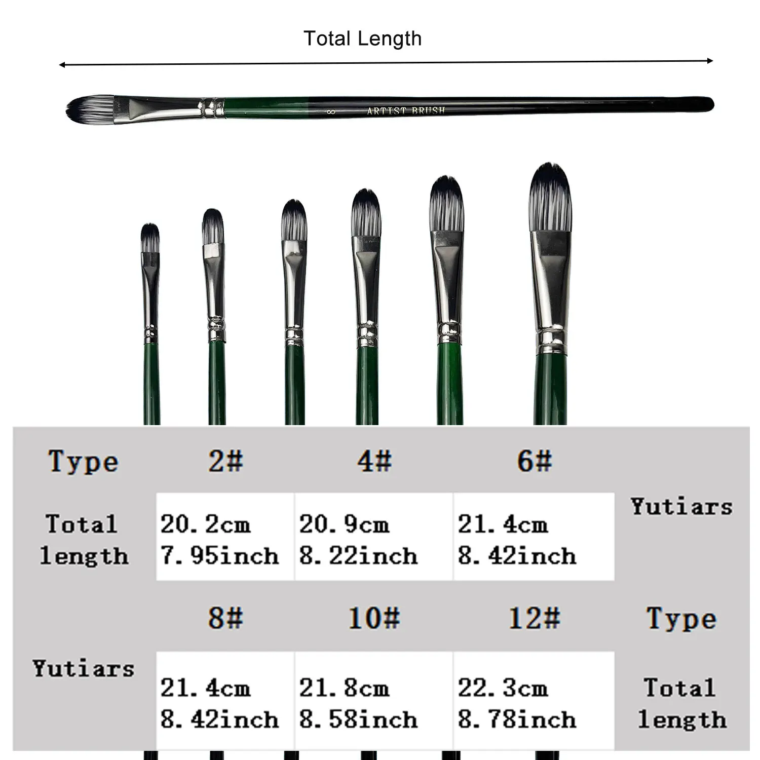 6pcs Professional Artist Paint Detail  Brushes, Anti-Shedding Nylon Bristles，Wooden Handles, for Acrylic, Oil & Watercolor Paint 2