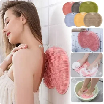 Brosse arrière en Silicone pour salle de bain, coussin de lavage antidérapant pour les pieds, tapis de douche de Massage avec ventouse, brosse exfoliante pour les pieds 1