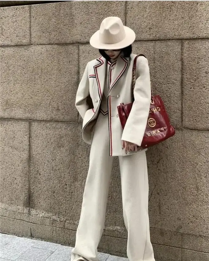 Tesco Women Suits 3 Piece Patchwork Pantsuits Women's Winter Suit Female Blazer Jacket & Trousers & Vest Suit For Women Set