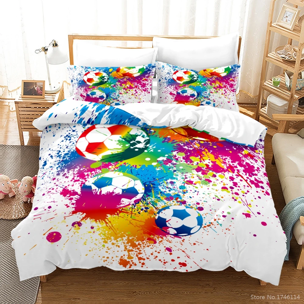 

2/3pcs Soccer Football Duvet Cover with Pillowcase Set Twin Full Queen King Size Bedding Set Soft Comforter Set Bedclothes Gift