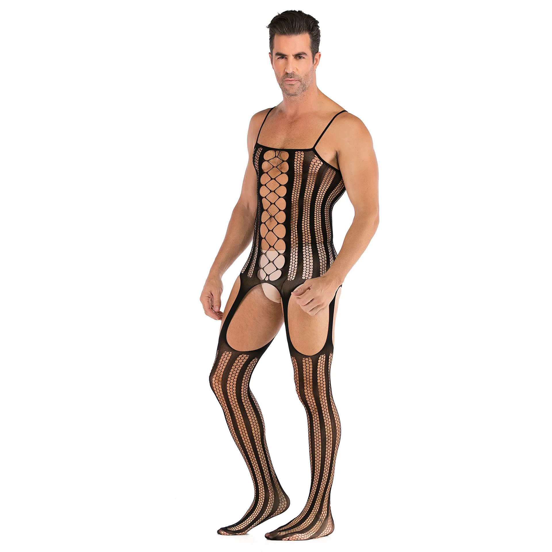 Men Sexy Lingerie Underwear Exotic bodysuit mesh net body Stockings Ultrathin Sling Netting hose man jumpsuit pantyhose sexy lingerie men underwear