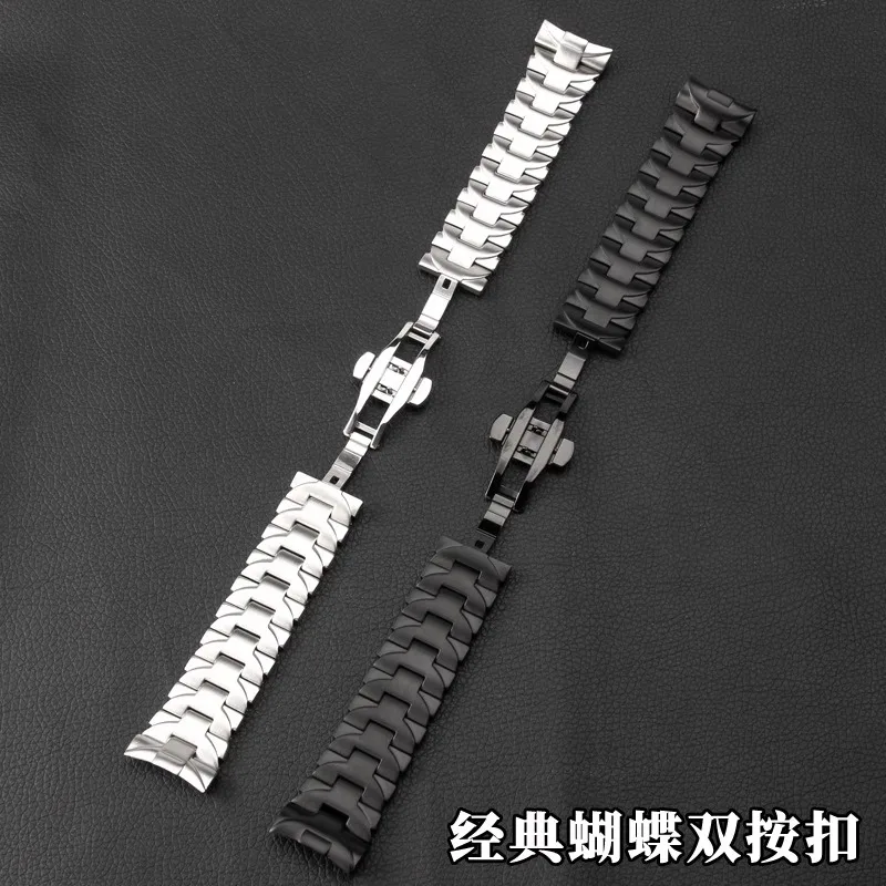 For Panerai PAM441 111 Watch Band Men's Steel Band Elbow Stainless Steel Butterfly Button Hand Watch Chain 24MM
