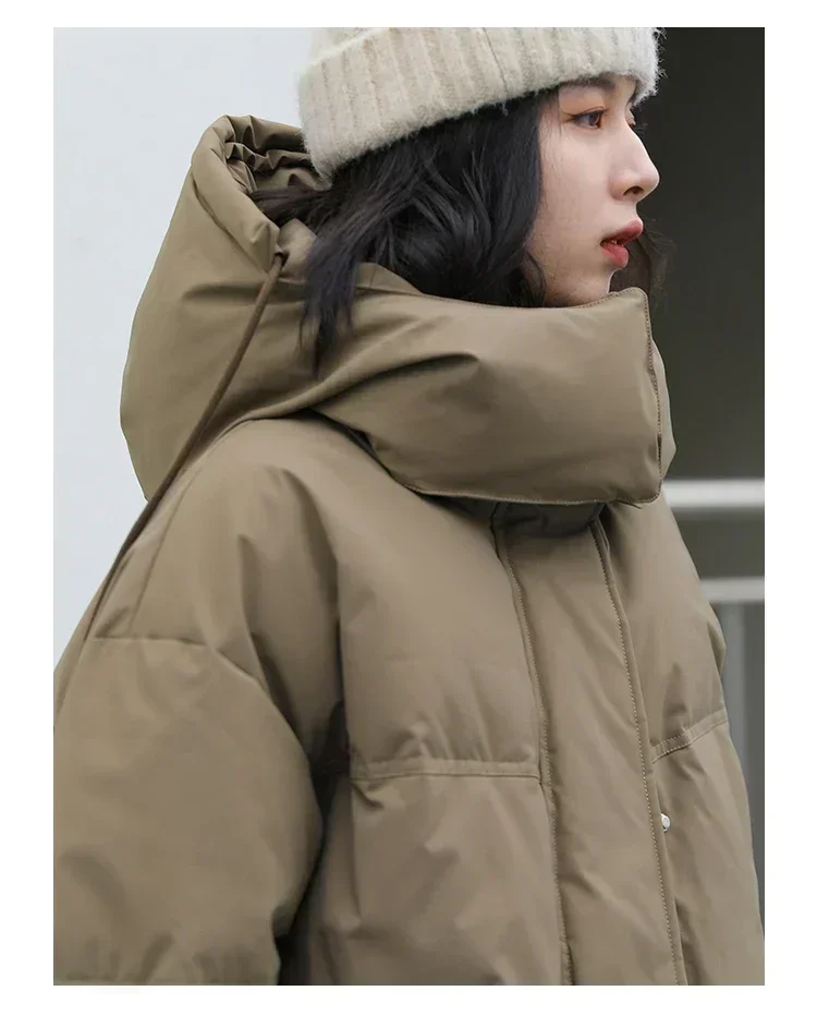 CHIC VEN Women\'s Down Coats Korean Casual Loose Warm Windbreak Hooded Jacket Fashion Solid Outerwear Female Clothes Winter 2023