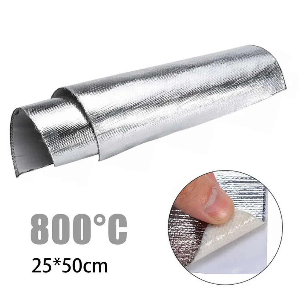 Aluminum Fiber Car Fender Heat Sound Insulation Mat 800 Celsius Shielding Exhaust Bonnet Engine Film Wrap 25x50cm sound insulation mat heat insulation mat