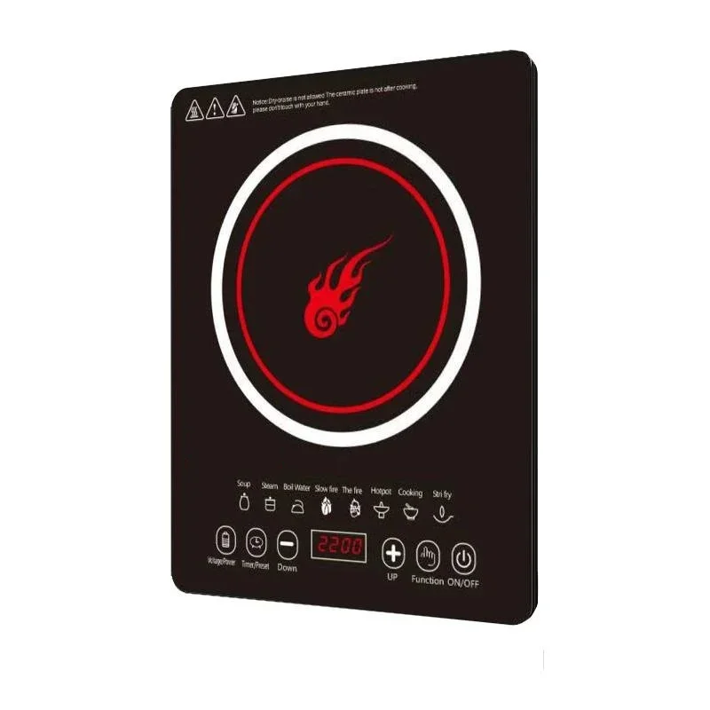 Desktop 2200W Induction Cooker 220V Black Microcrystalline Panel Induction Cooker Household Hot Pot Electric Heater