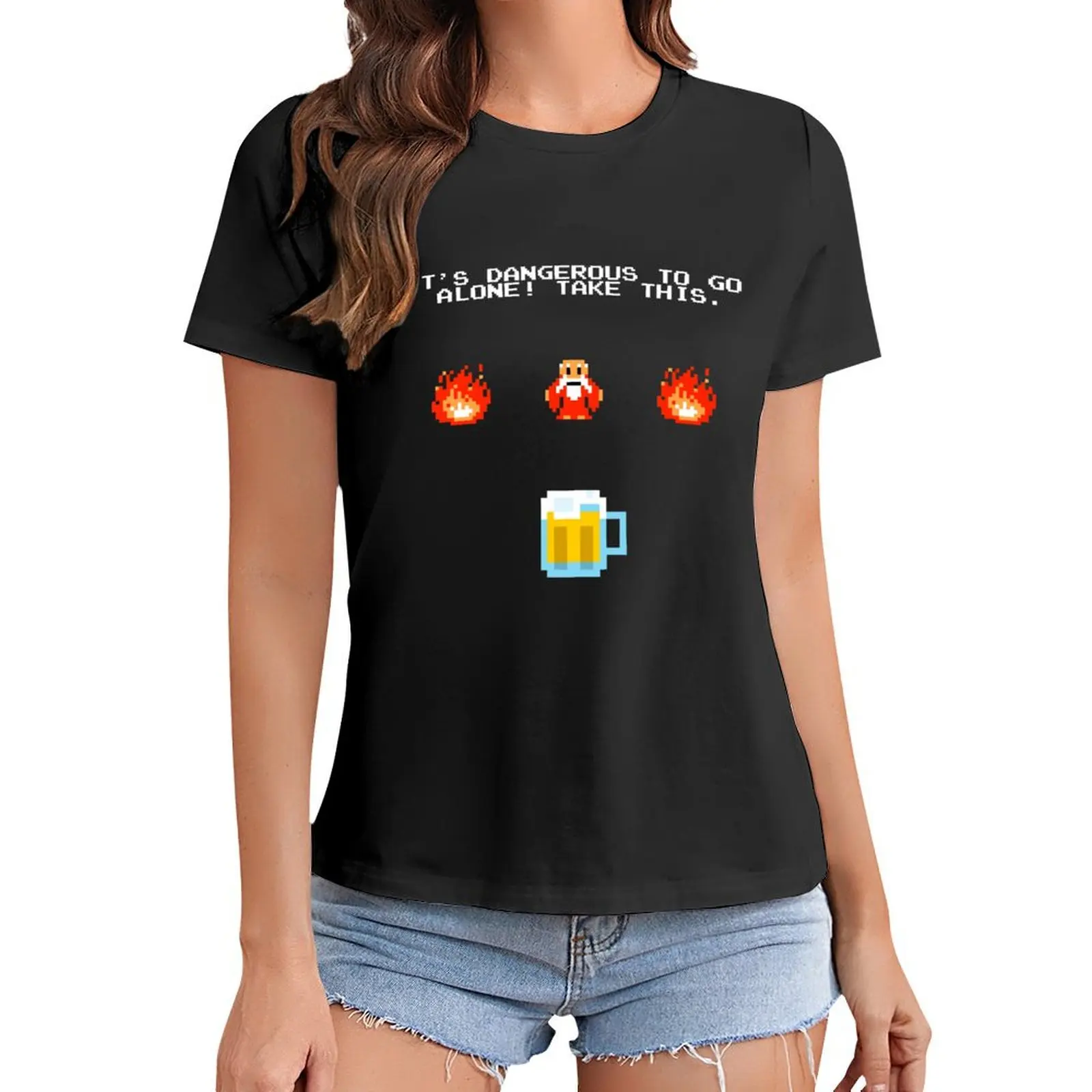 

Its dengerous to go without beer T-Shirt tops anime clothes Womens graphic t shirts