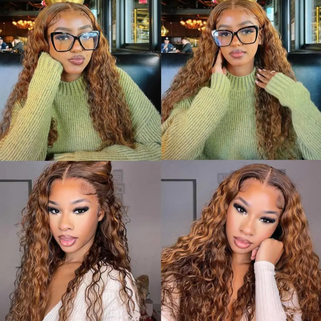 Water Wave Lace Front Wigs Human Hair 4x4 Lace Front Wigs 180% Density Natural Hairline Water Curly Human Hair Pre Plucked