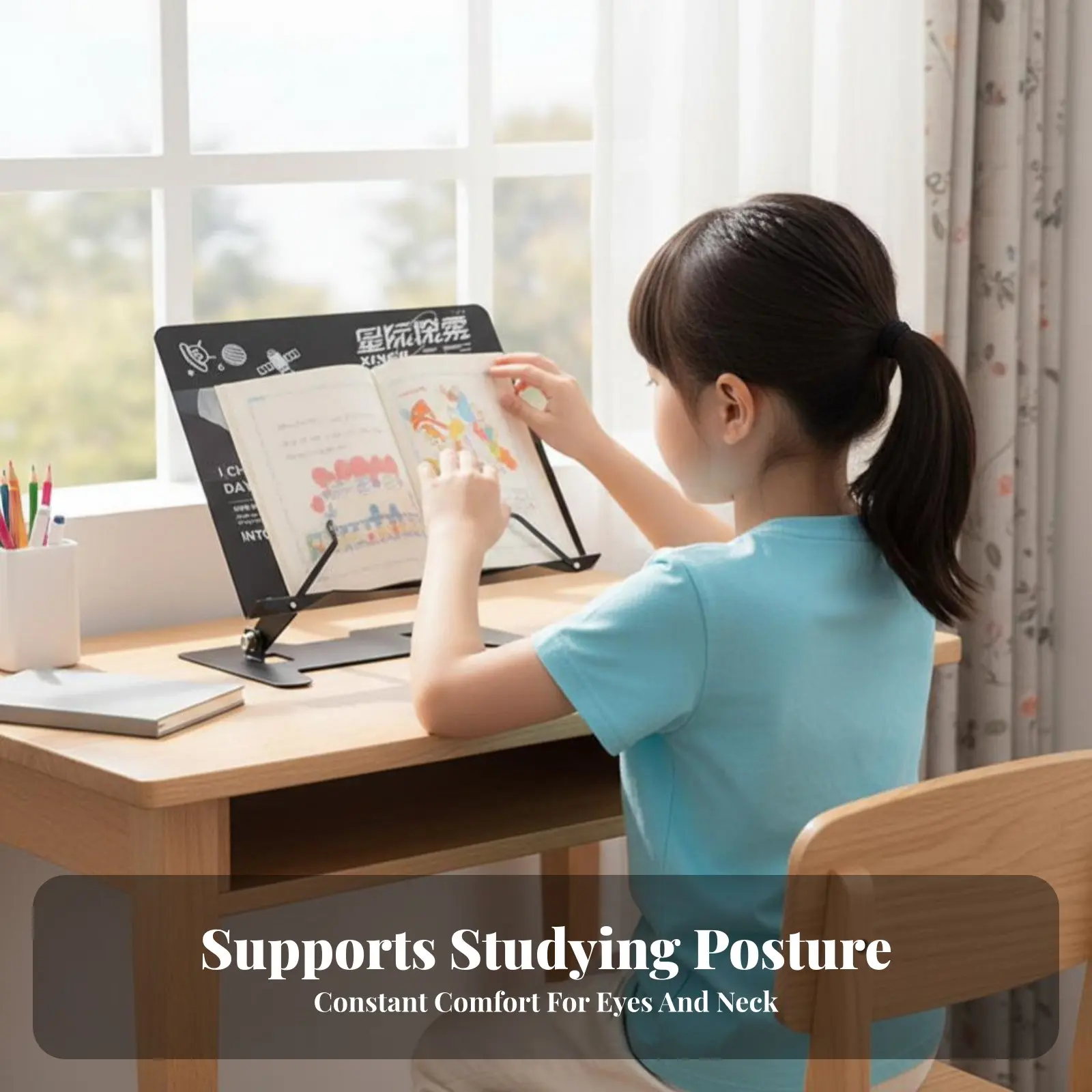 조절 가능한 데스크탑 북레스트, 접이식 조절 가능 독서대, 편안함을 제공하는 다기능 손 자유로움 제공 독서대, 독자들을 위한 침실용