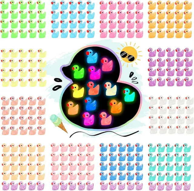 100/200PCS Glowing Mini Resin Little Ducks Moss Microlandscape Miniature Duck Figurines Fairy Garden Accessories Home Decor