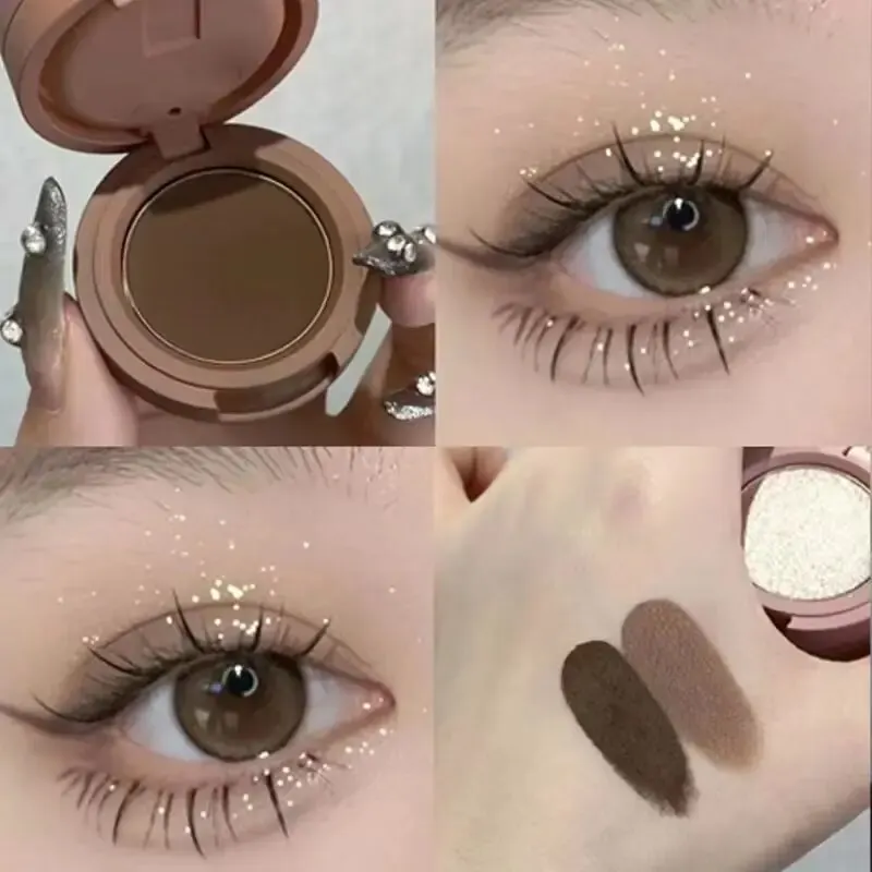 Cute Nude Glitter Eyeshadow Palette Tricolor Pearlescent Sandwich Macaron Eyesha eye shadow eye shadow plate