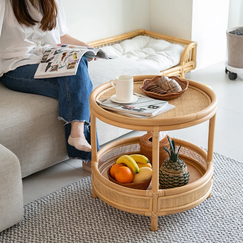 

Sweet Table Japanese Rattan Living Room Coffee Tableins Modern Minimalist Creative Round Auxiliary Table Small Apartment