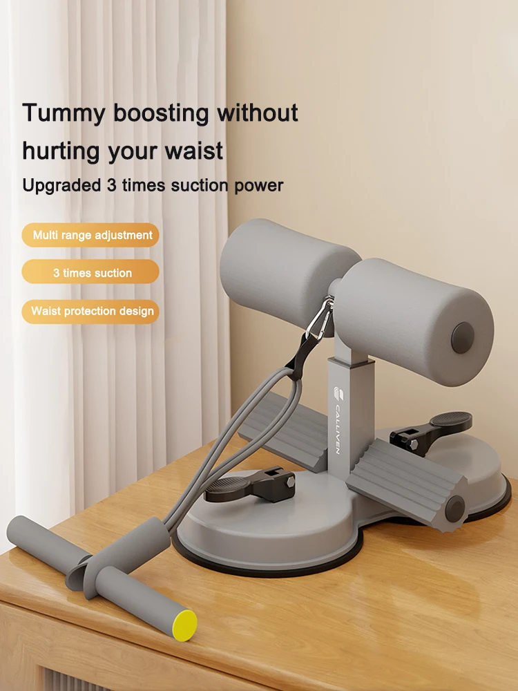 Workout Abs Trainer with 2 Suction Cups Floor Situp Aid 3 Gear Height Multifunctional Non-Slip Exercised Arms Stomach Thigh Legs
