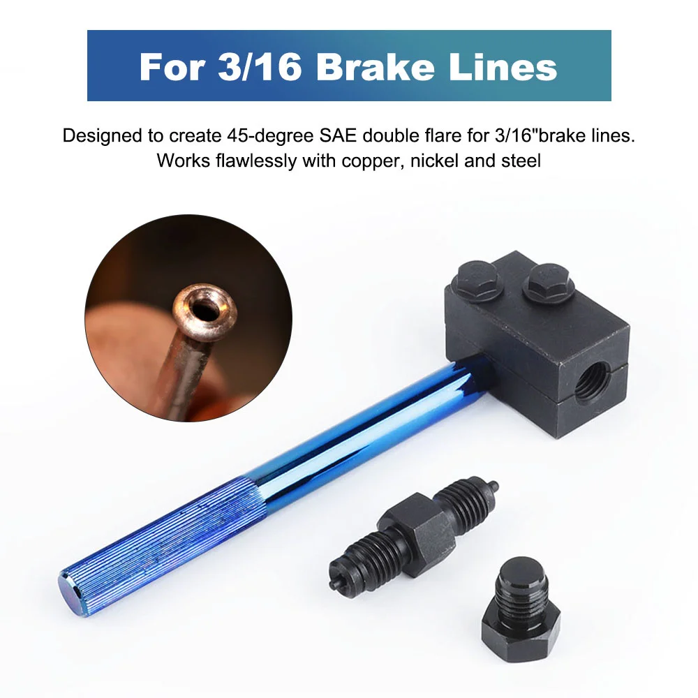 3/16 Inch Brake Line Double Flaring Tool Handheld 45 Degree SAE for Brake Hose Nickel Tube and Copper Tubing 4.75mm brake line flaring tool