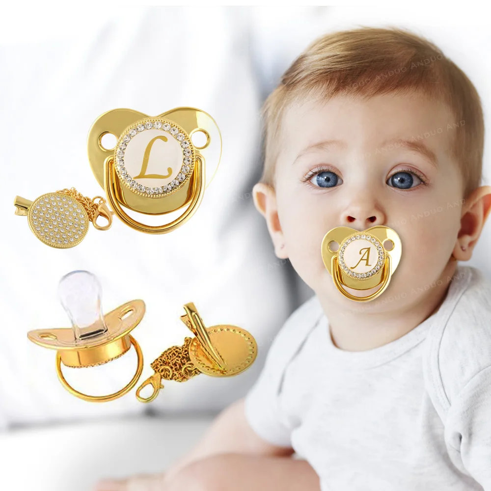 First Letter Pacifier Designed for 0-3 Year Old Teething Babies 26 Letters Optional With Dust Cover Fasteners BPA Free