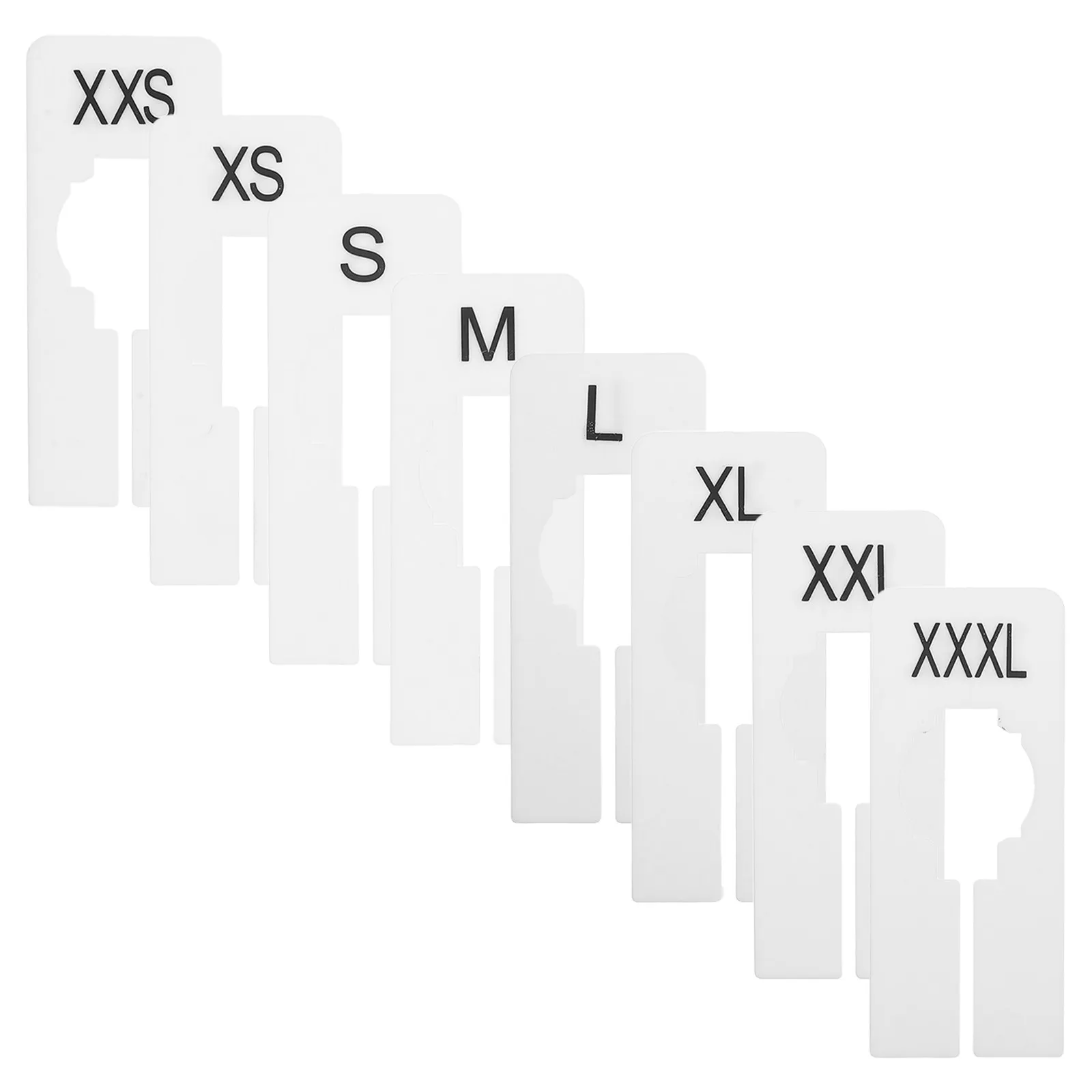 8개 의류 사이즈 분류기 옷장 선반 분리대 직사각형 옷장 분리 라벨 사전 인쇄된 XXS XS S M L XL XXL XXXL
