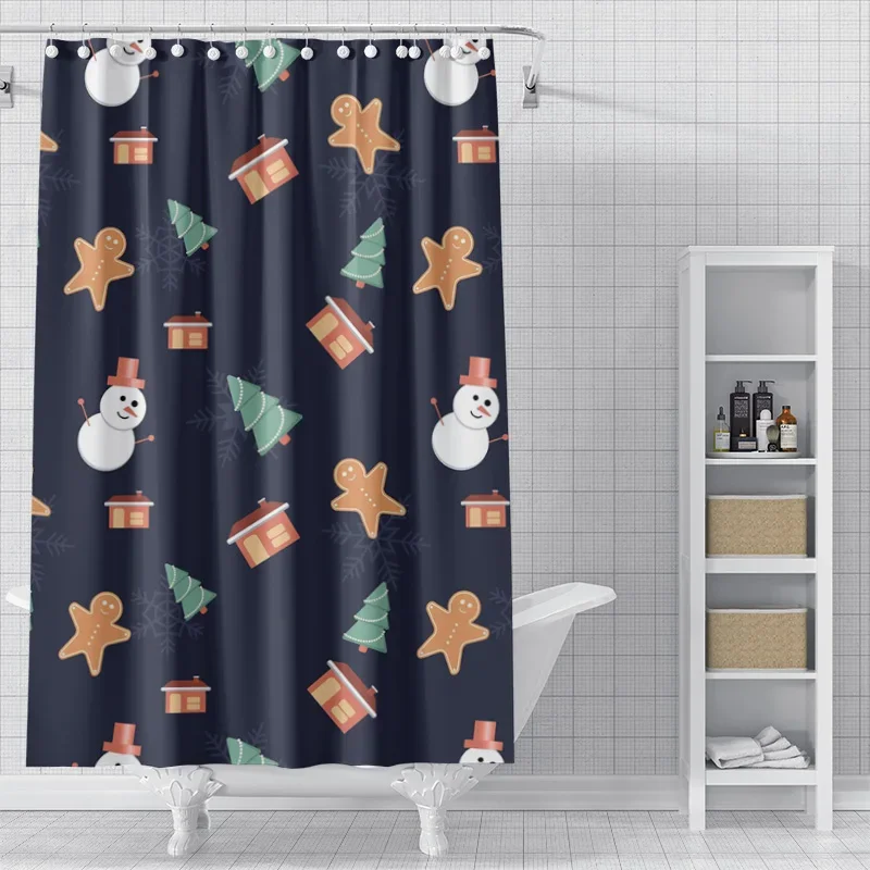 Weihnachts-Duschvorhang „Let It Snow“ Mit Zwergen – Wasserdicht, 183 X 183 Cm
