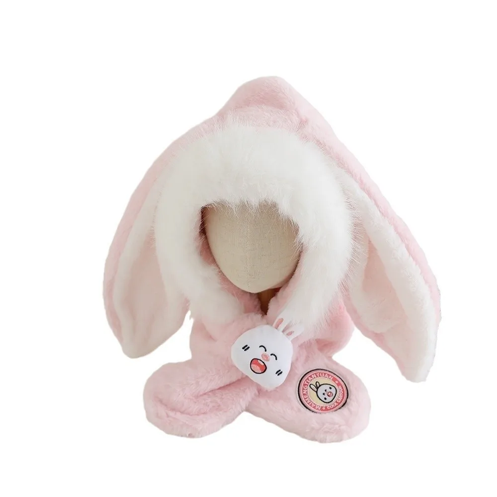New Integrated Hat Scarf Set Windproof Coldproof Pullover Cap Warm Long Rabbit Ears Ear Protection Hat Outdoor Sports