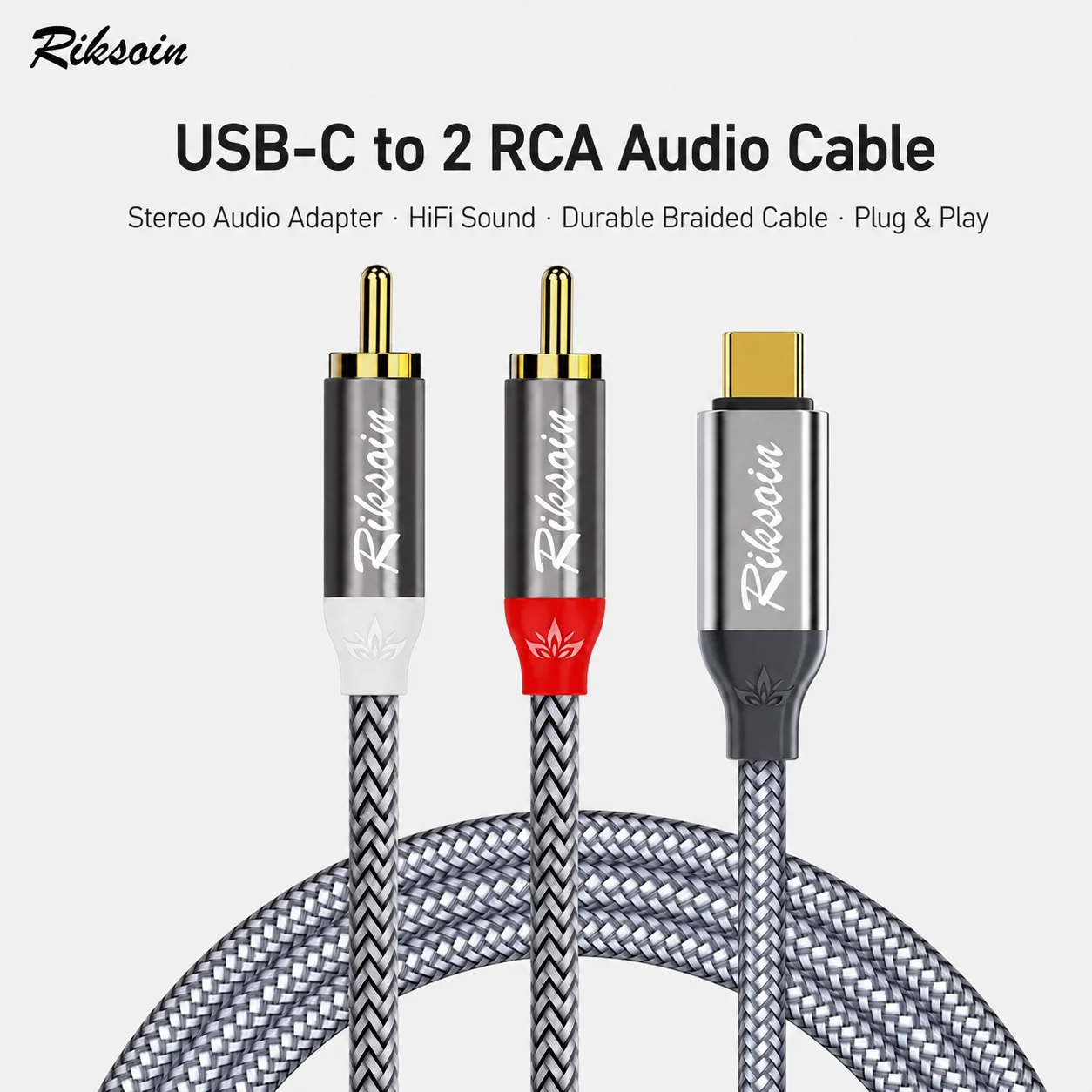 Premium USB C to RCA Audio Cable with DAC for High-Quality Sound Output