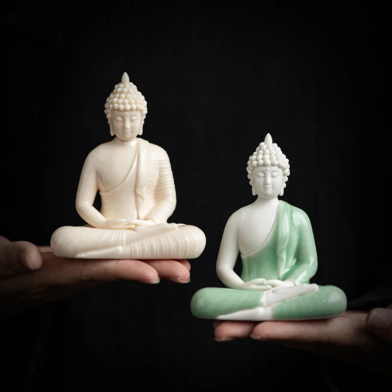 Sakyamuni Buddha Statue Figure, Tathagata Buddha Figure, Ceramic Lamp, Circle for Living Room, Incense Porch, Home Decor