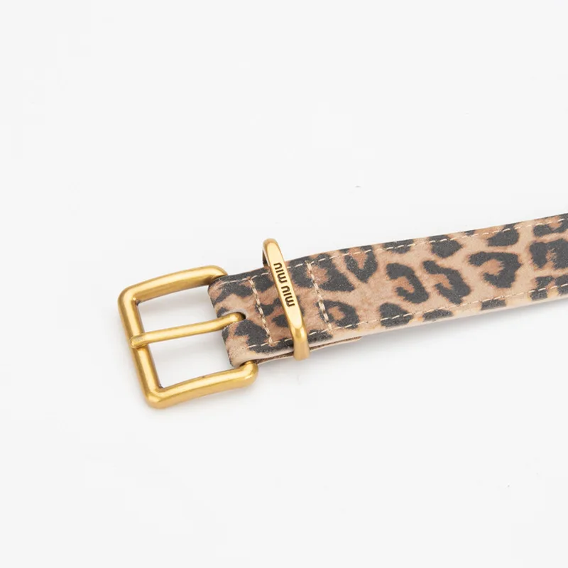 Leopard Print Cowhide Women's Belt Fashionable Personality Luxury Design High Quality Pin Buckle Belt Y2k Hip Hop Girl Waistband