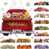 Interchangeable Welcome Sign Truck Decor Hanging Sign with 12 Holiday Icons Farmhouse Seasonal Welcome Signs Rustic Decor Gifts 1