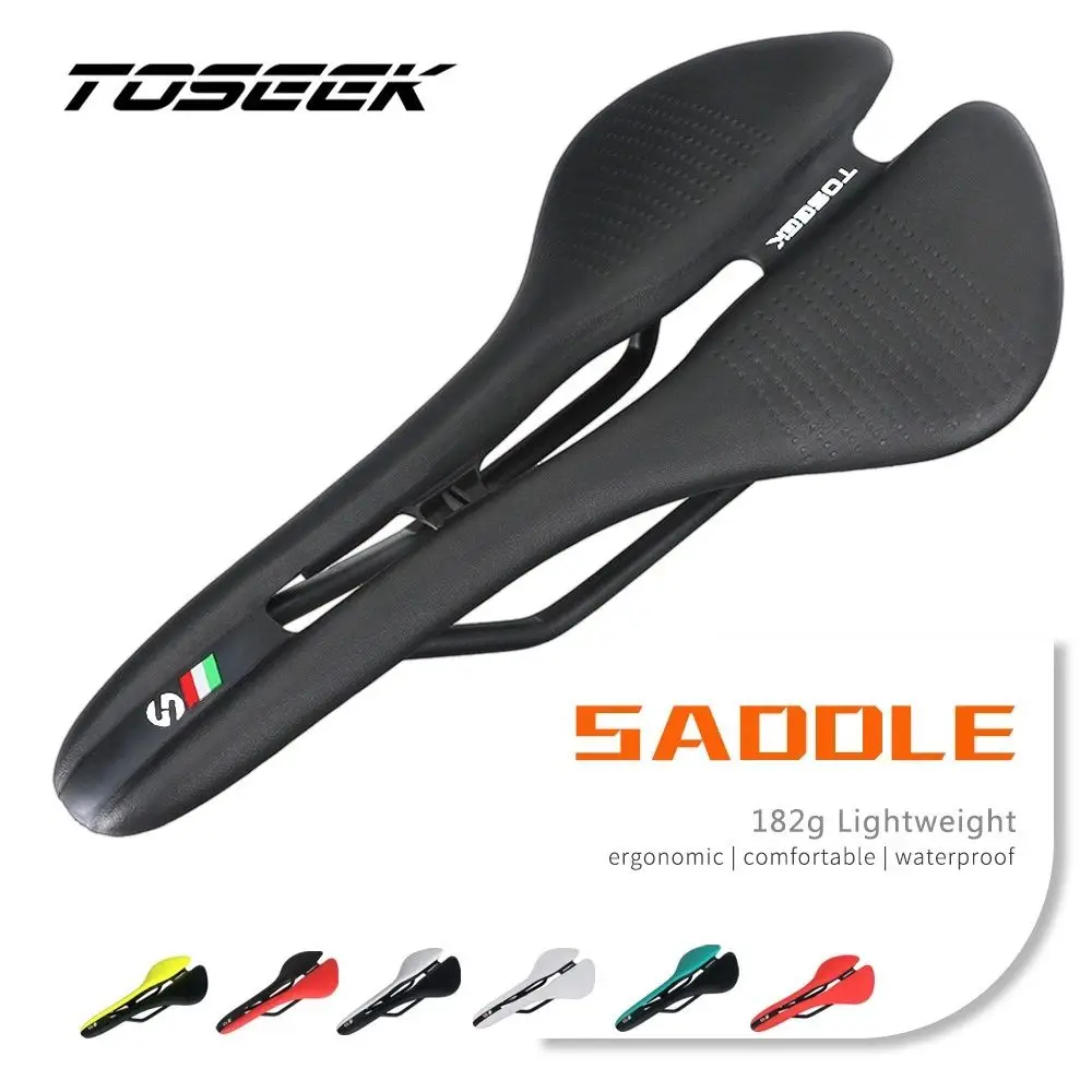

TOSEEK Ultralight 182g Bicycle Saddle Bike Front Seat Mat Cushion 7x7mm Round Rails Surface Super Fiber Leather Inner Filler EVA