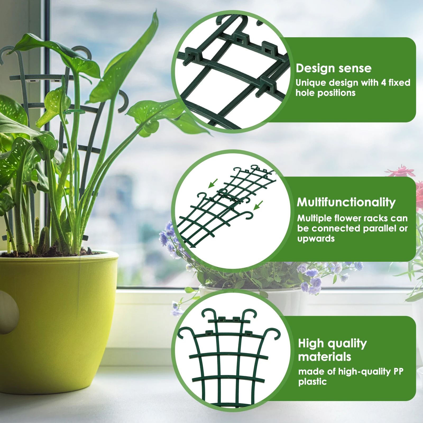 Traliccio Per Piante Rampicanti - 3 Pezzi, In Ferro Antiruggine, Per Vasi E Giardino - Foto 2