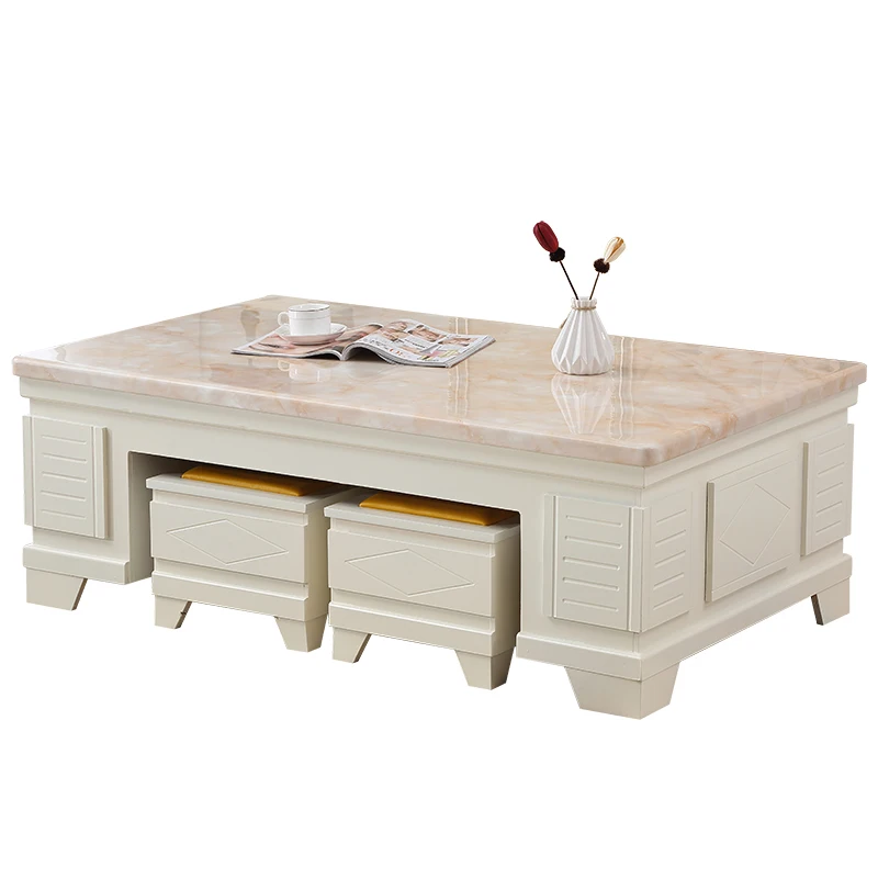 

HXL Natural Marble Coffee Table TV Cabinet Combination Living Room Small Tea Table Tea Table Furniture