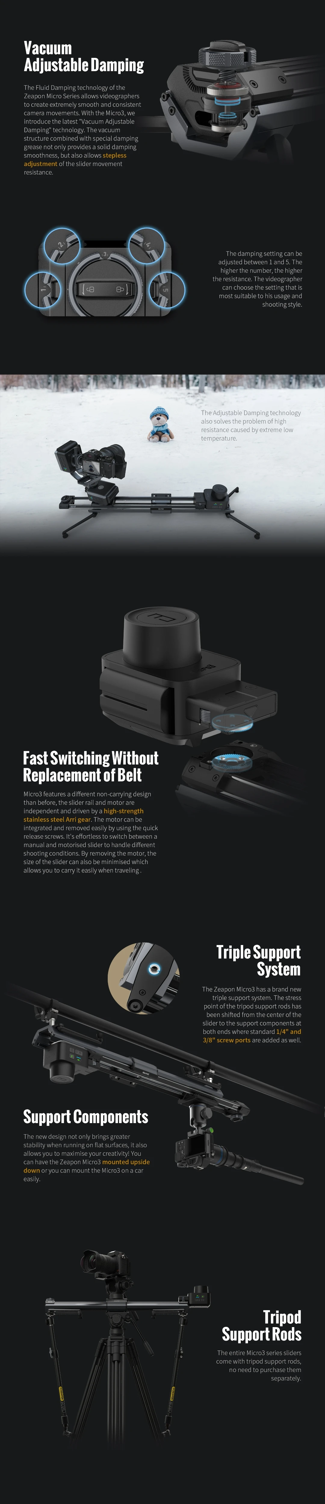 Description Picture 4 of itemZeapon Micro 3 E500 E700 E1000 M500 700 1000 Motorized Slider DSLR Camera Video Double Distance Portable Rail System PS-E1 PD-E1