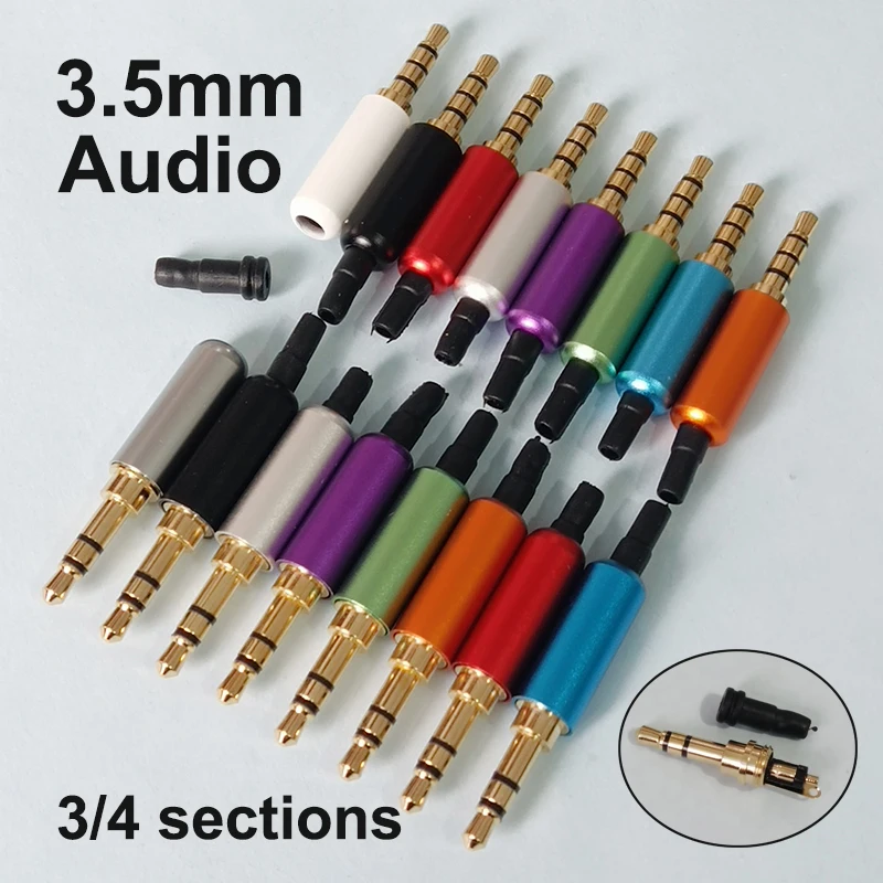 1 Stück 3,5mm Audio-Stecker 3/4 Pole Mikrofon-Kopfhörer-Audio-Adapter Stereo-Stecker Reparaturkabel Lötverbinder DIY Stecker