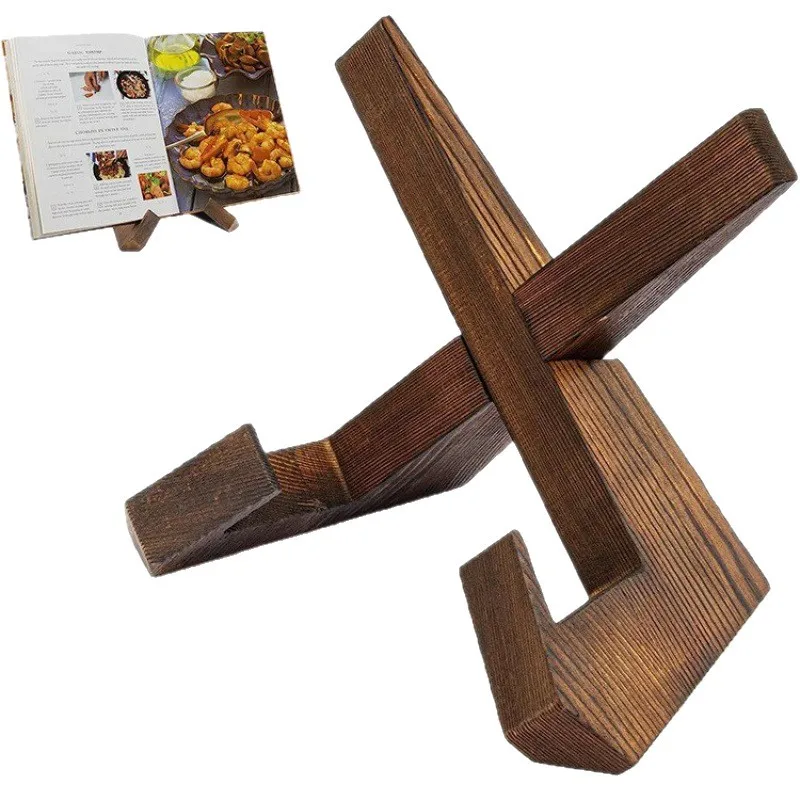 Wooden Recipe Holder for Dining Room, Kitchen Menu Display Stand, Hanging Study Desk Reading Wooden Bookend