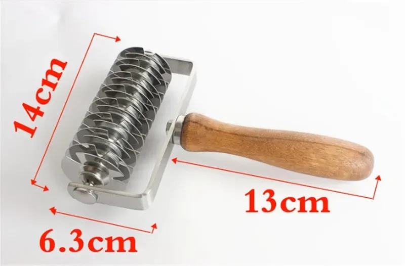 Stainless Steel Wheel Pizza Bread Needle Punchers Roller Pie Pastry Dough Pitter Durable Wooden Handle bakeware pizza scissors