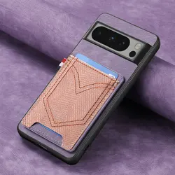 Leather Card Holder Case with Magnetic Car Mount and Shockproof Protection - Pixel 9 Pro XL (PURPLE)