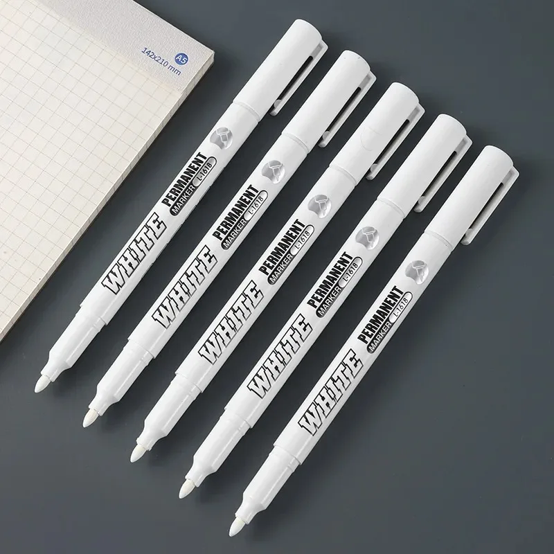타이어 페인팅, 직물, 목재 및 가죽용 방수 흰색 마커 펜 1-5개 - 유성성 영구 알코올 페인트 그래피티 펜