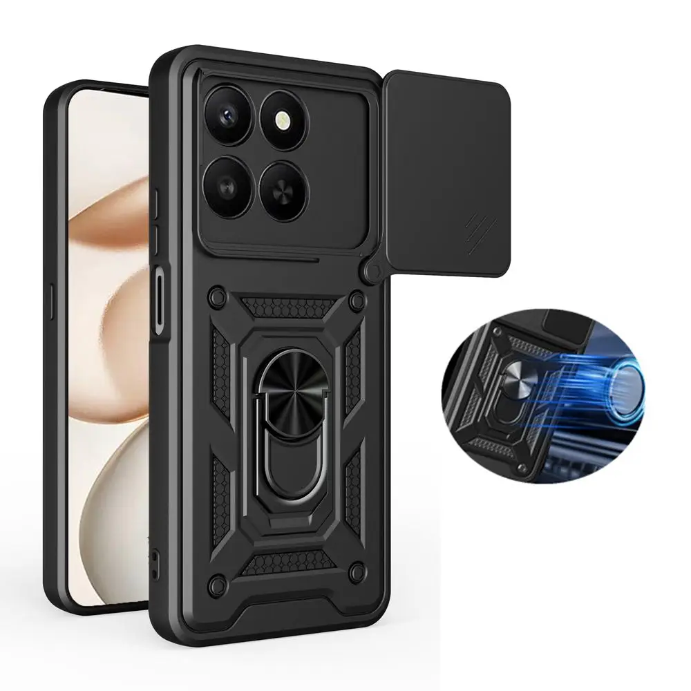 Shockproof Armor Phone Case with Car Magnetic Holder and Lens Cover