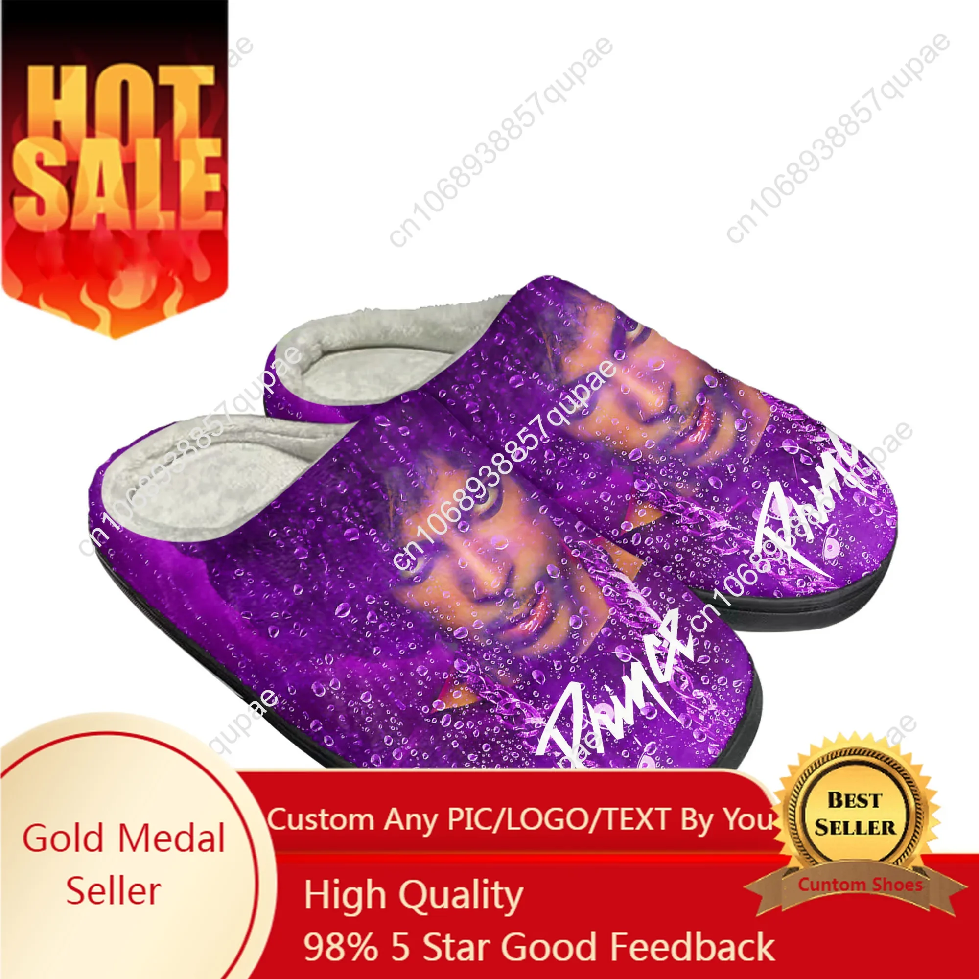 Prince Rogers Nelson Singer Home Cotton Custom Slippers Mens Womens Sandals Plush Casual Keep Warm Shoes Couple Thermal Slipper