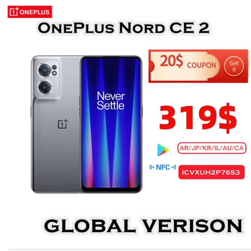 oneplus one cell phone World Premiere OnePlus Nord CE 2 CE2 5G Smartphone 8GB 128GB Mobile Phones 65W Fast Charge MTK Dimensity 900 Android 64MP oneplus cellphones
