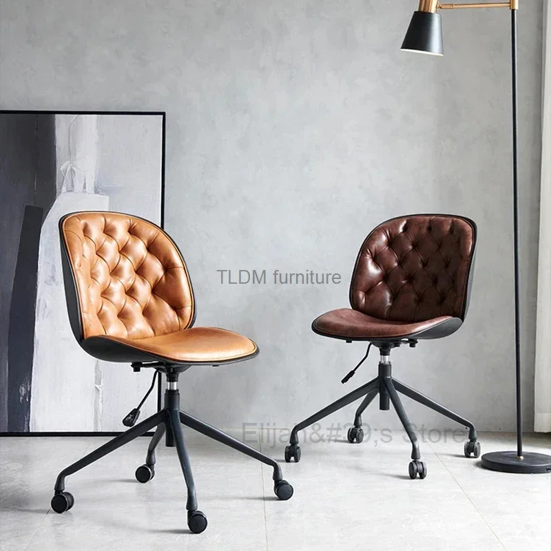 Creative Backrest Office Chairs Computer Chair Nordic Office Furniture Lifting Swivel Chair Simple Restaurant Iron Dining Chair the combination of office tables and chairs is simple and modern for four people