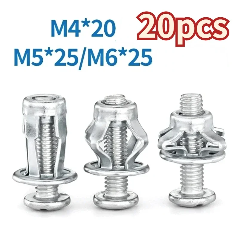 20/10Pcs Petal Shape Rivet Nut Screw Bolt Kit Expansion Metal Rivetnut Panel License Plate Clamp Lock Jack Nuts M4 M5 M6 screw bolt nut set screw washer nut kit hex nuts assortment kit