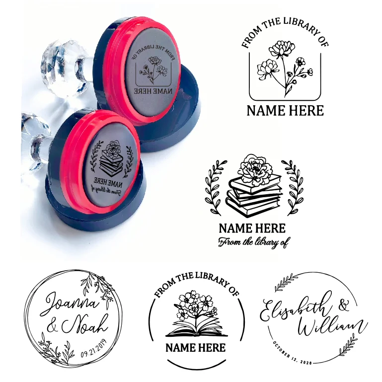 Custom Book library ink Stamp Personalized Self Inking Wedding Stamp Customized Photosensitive Seal Invitation name letter logo 1