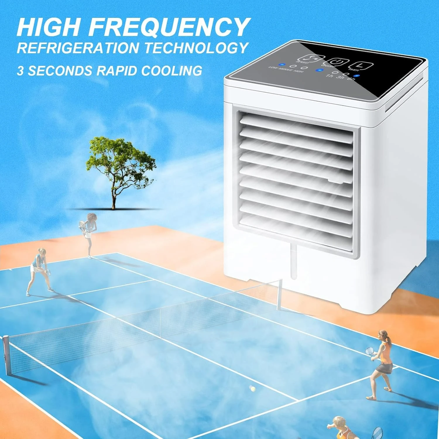 Stay cool and refreshed all day long with this portable and customizable air cooler-Enjoy maximum comfort relaxation at ho