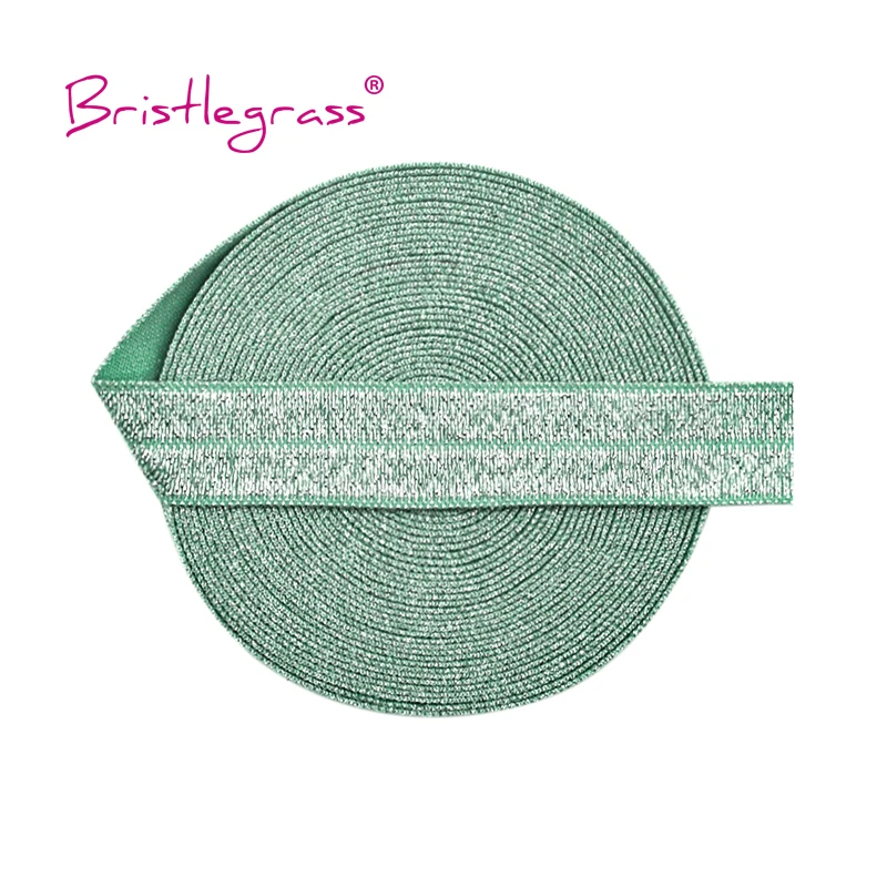 Silver Glitter Fold Over Elastic Bands - 5/8 Spandex Trim for Hair Accessories & Sewing Projects