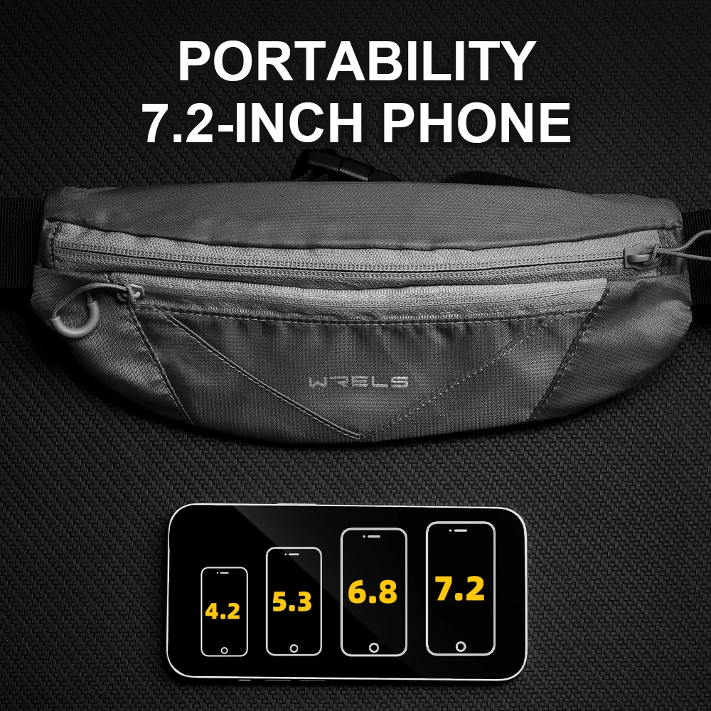 WRELS Man/Woman Running Sports Belt Wasit Pack Pockets Marathon Jogging Bag Outdoor Sports Cycling Phone Waist Bags Waterproof 3
