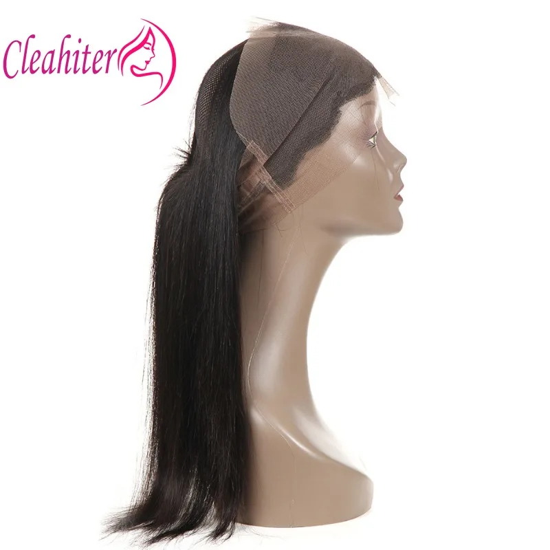 360 Full Lace Frontal Closure Straight Brazilian Virgin Human Hair Pre-Plucked 10-22 Inch Swiss Transparent Lace Natural Color