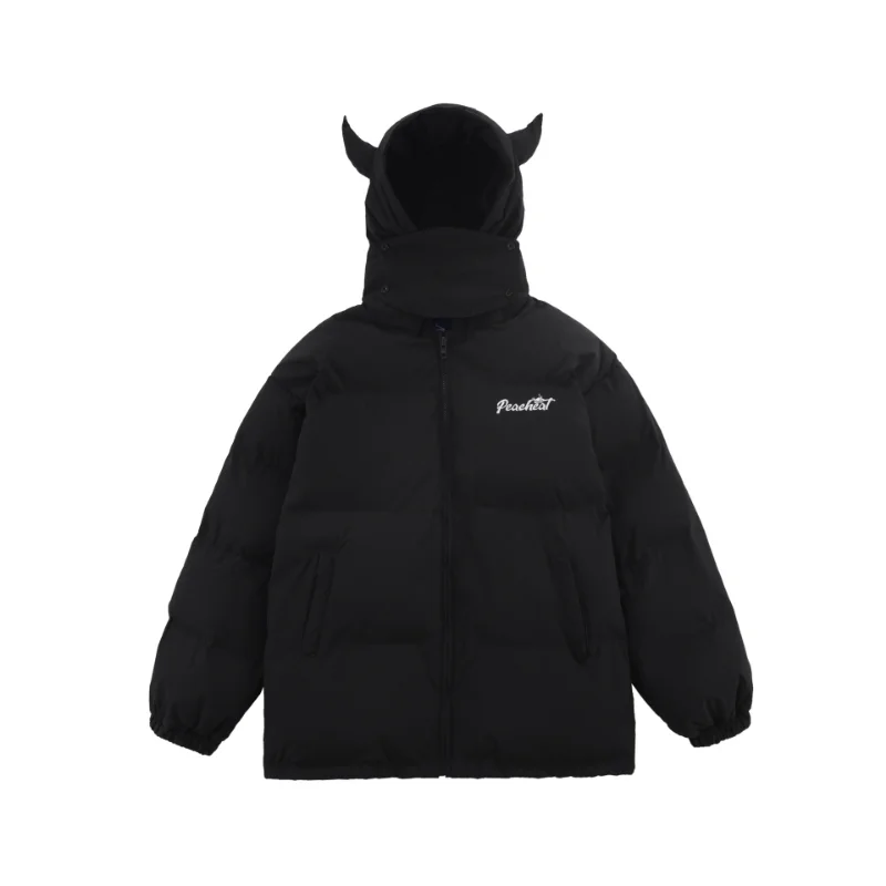 Puffer jacket cotton jacket parka coat parkas coat Hooded Parkas Men Winter Devil's Horn Solid Color Cotton Padded Jackets Women Loose Hip Hop Harajuku Puffer Bubble Outwear Coats